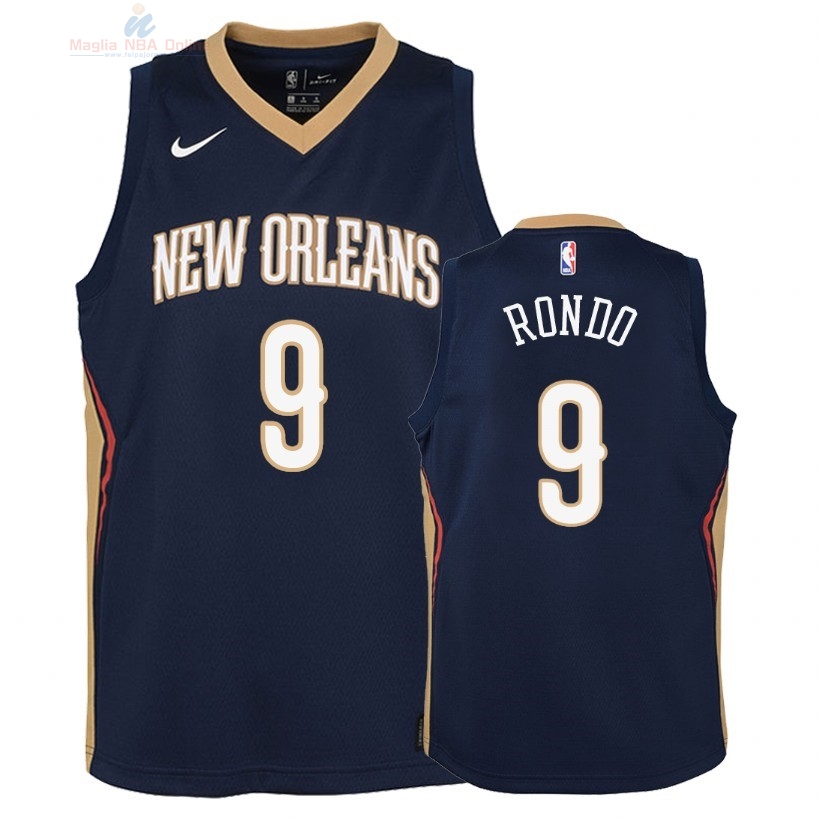Acquista Maglia NBA Bambino New Orleans Pelicans #9 Rajon Rondo Marino Icon 2018