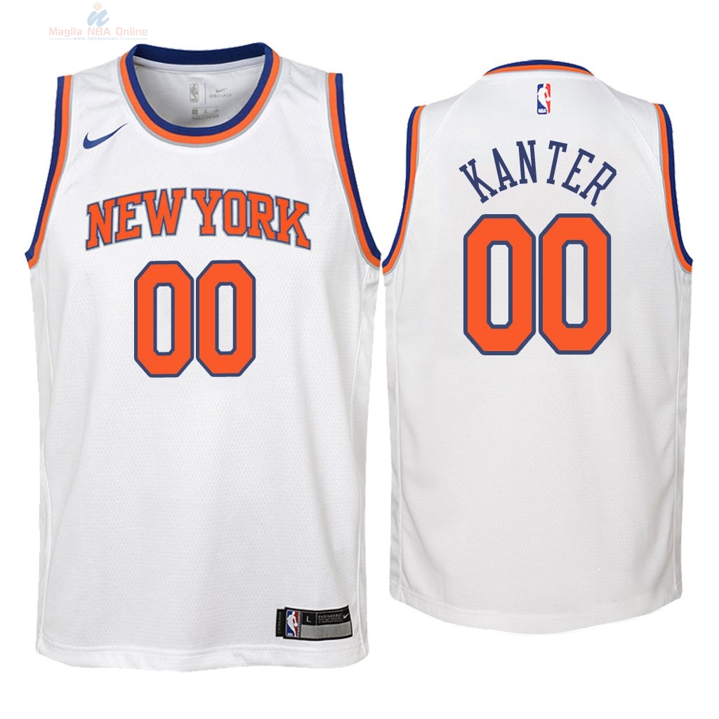 Acquista Maglia NBA Bambino New York Knicks #0 Enes Kanter Bianco Association 2018