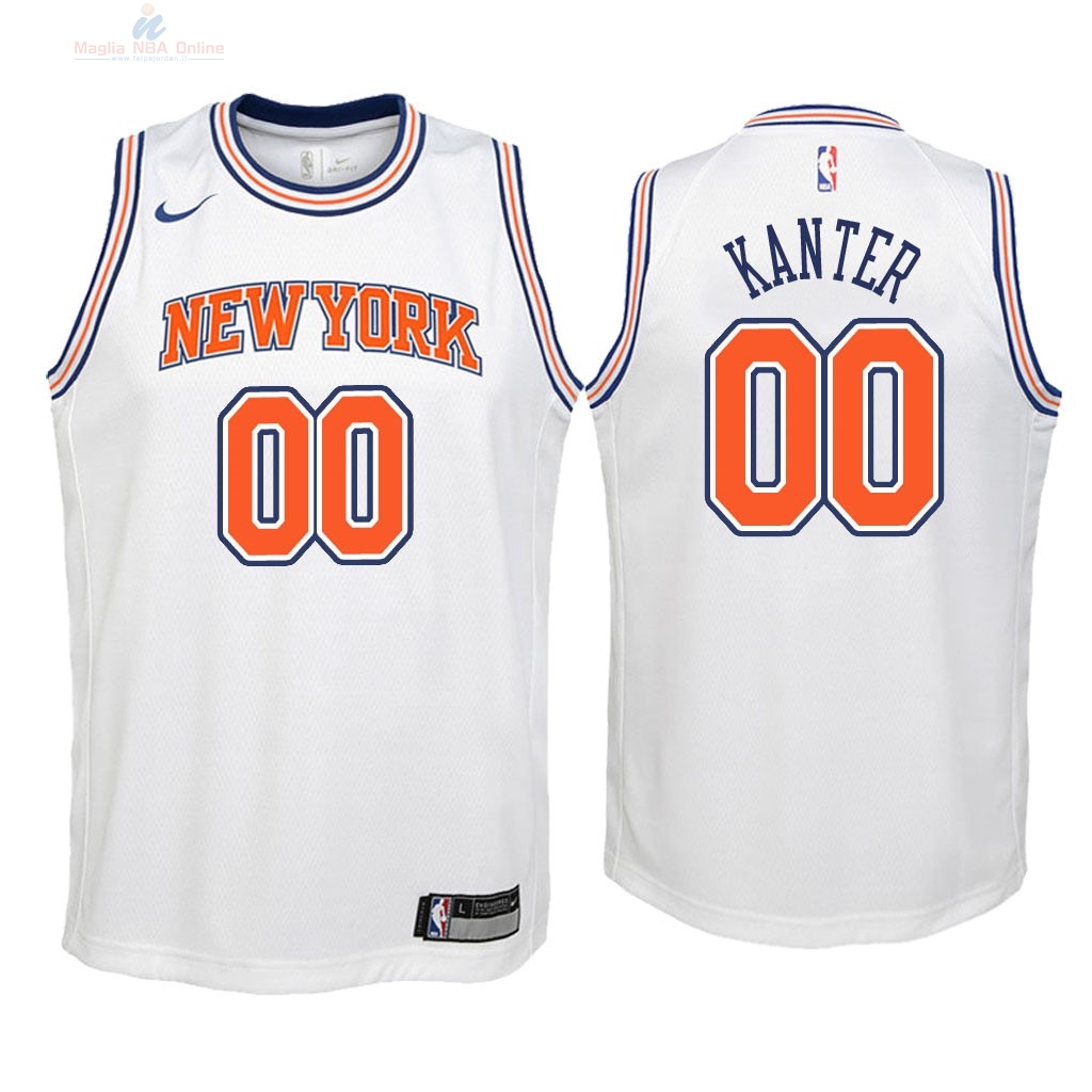 Acquista Maglia NBA Bambino New York Knicks #0 Enes Kanter Bianco Statement 2018