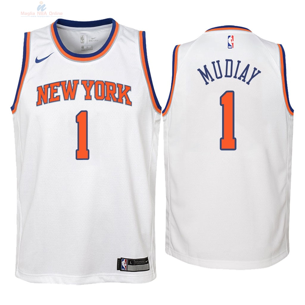 Acquista Maglia NBA Bambino New York Knicks #1 Emmanuel Mudiay Bianco Association 2018