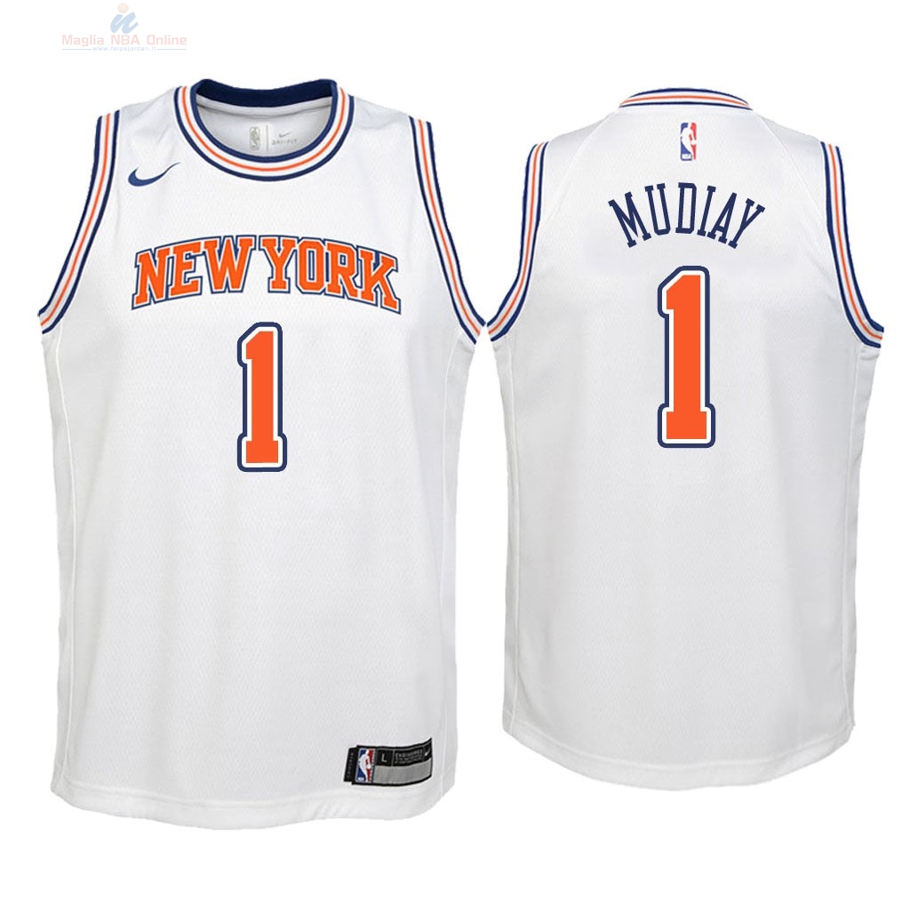 Acquista Maglia NBA Bambino New York Knicks #1 Emmanuel Mudiay Bianco Statement 2018