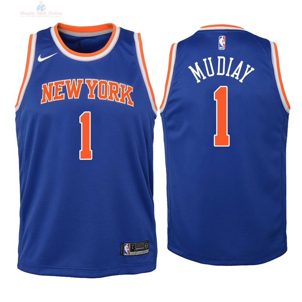 Acquista Maglia NBA Bambino New York Knicks #1 Emmanuel Mudiay Blu Icon 2018