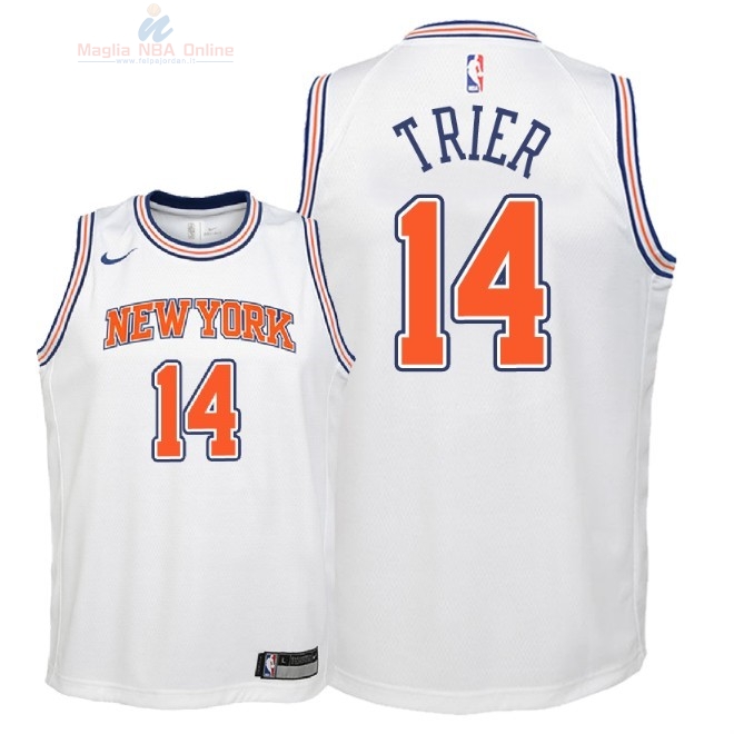 Acquista Maglia NBA Bambino New York Knicks #14 Allonzo Trier Bianco Statement 2018