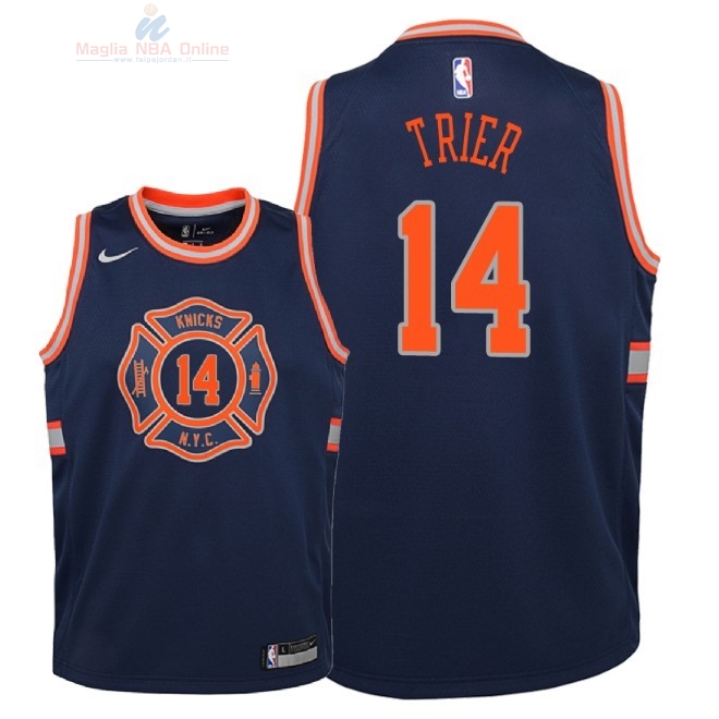 Acquista Maglia NBA Bambino New York Knicks #14 Allonzo Trier Nike Marino Città 2018