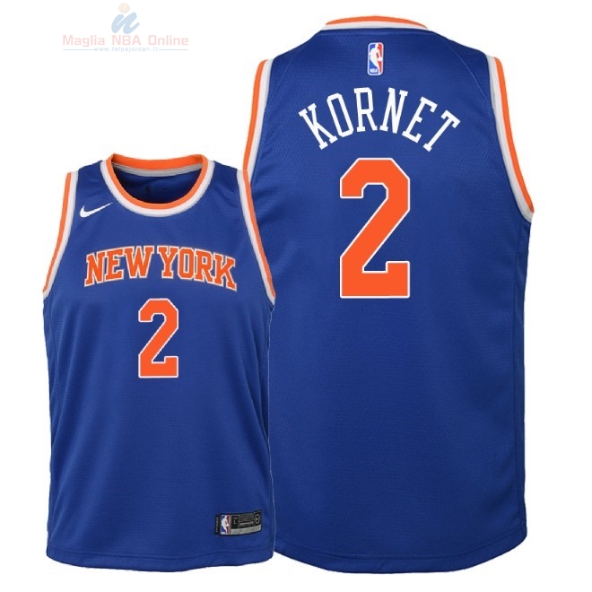 Acquista Maglia NBA Bambino New York Knicks #2 Luke Kornet Blu Icon 2018