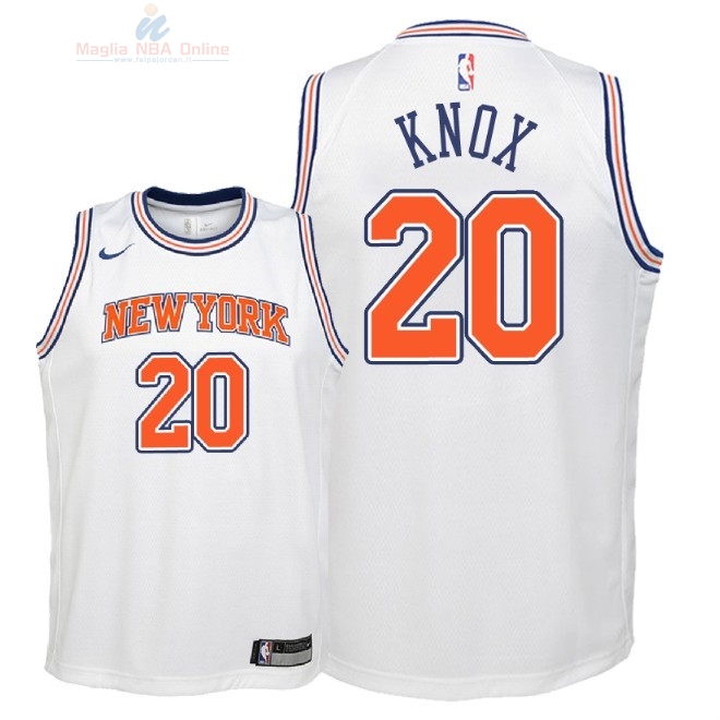 Acquista Maglia NBA Bambino New York Knicks #20 Kevin Knox Bianco Statement 2018