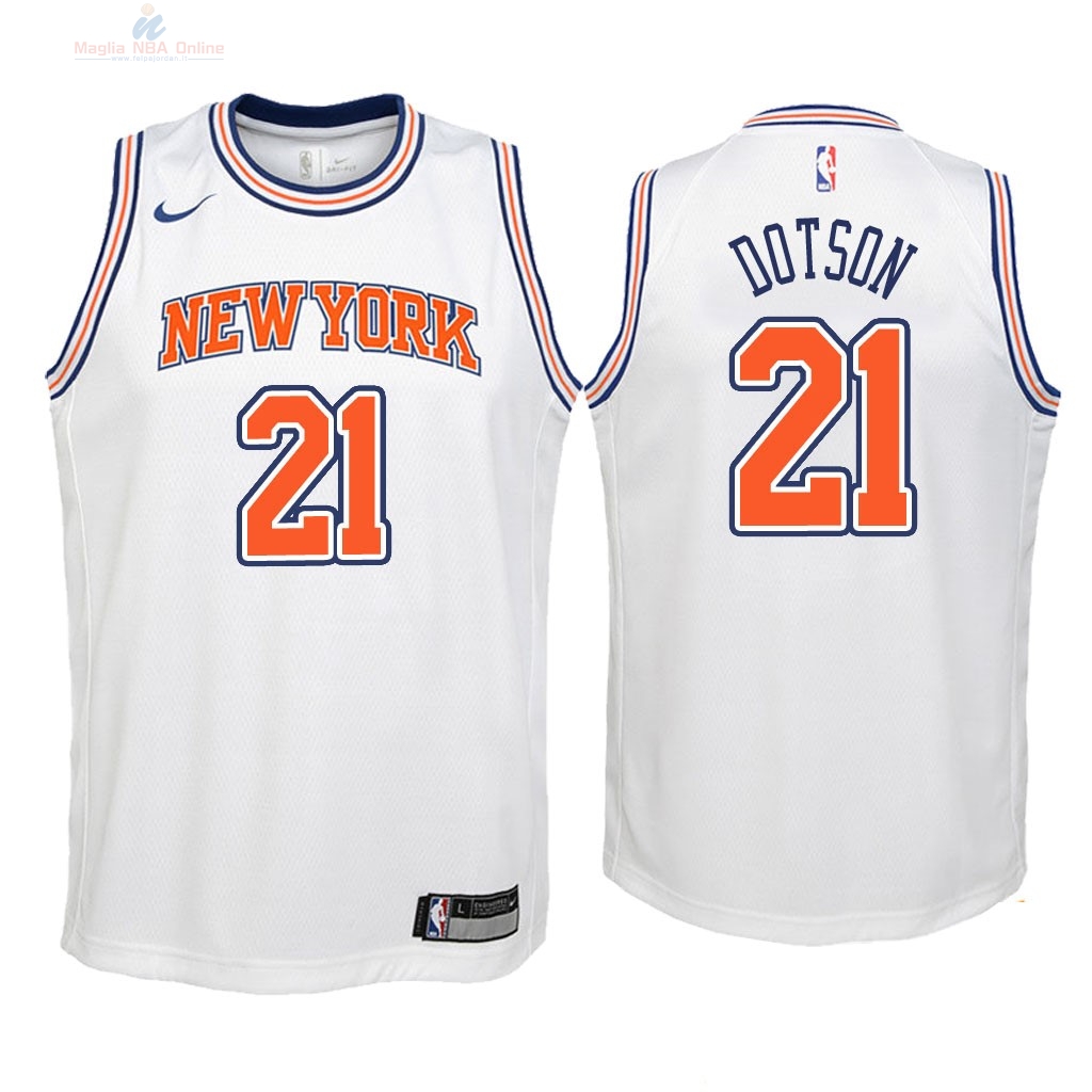 Acquista Maglia NBA Bambino New York Knicks #21 Damyean Dotson Bianco Statement 2018