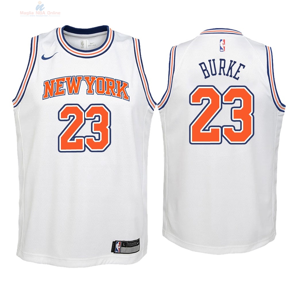 Acquista Maglia NBA Bambino New York Knicks #23 Trey Burke Bianco Statement 2018