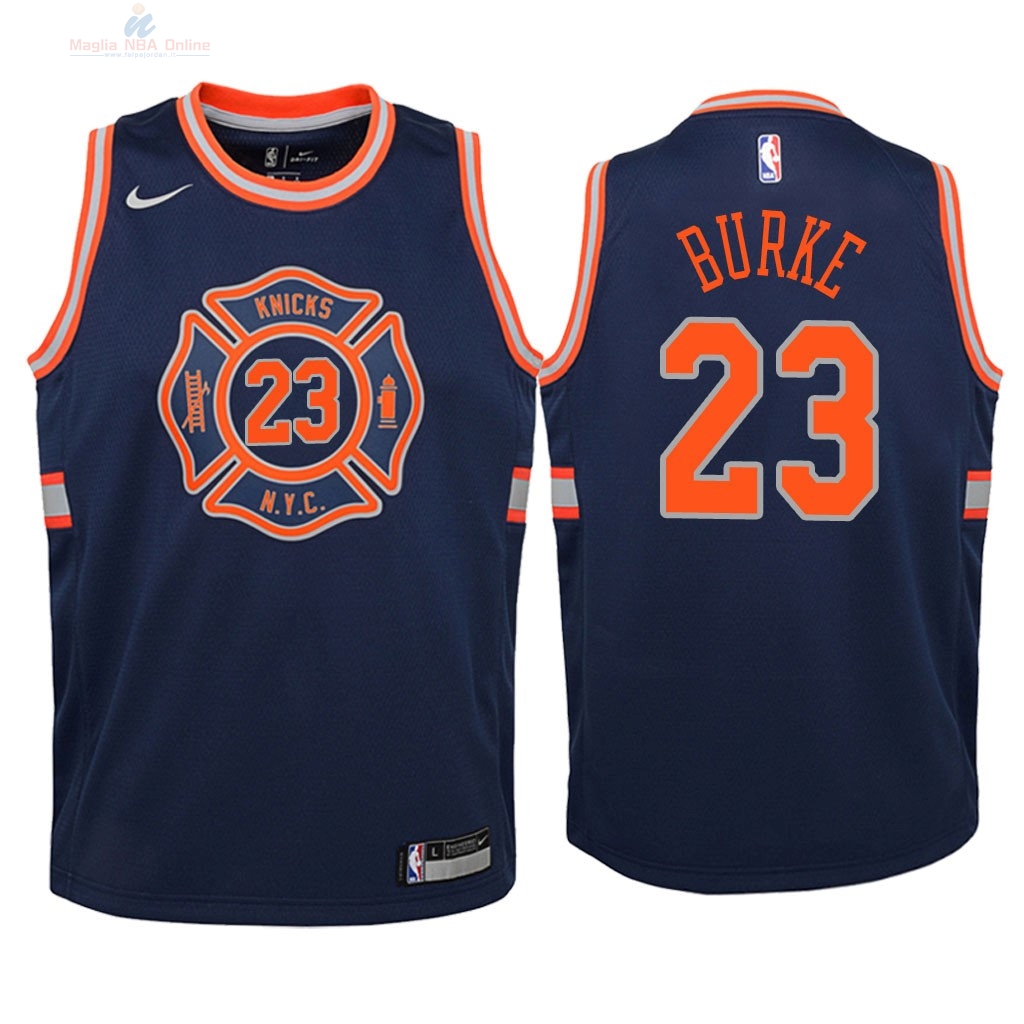 Acquista Maglia NBA Bambino New York Knicks #23 Trey Burke Nike Marino Città 2018