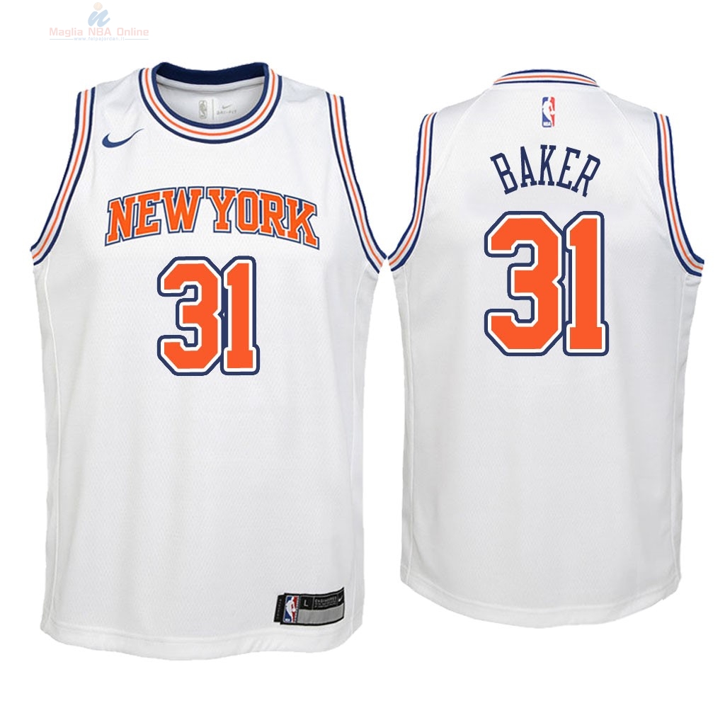 Acquista Maglia NBA Bambino New York Knicks #31 Ron Baker Bianco Statement 2018