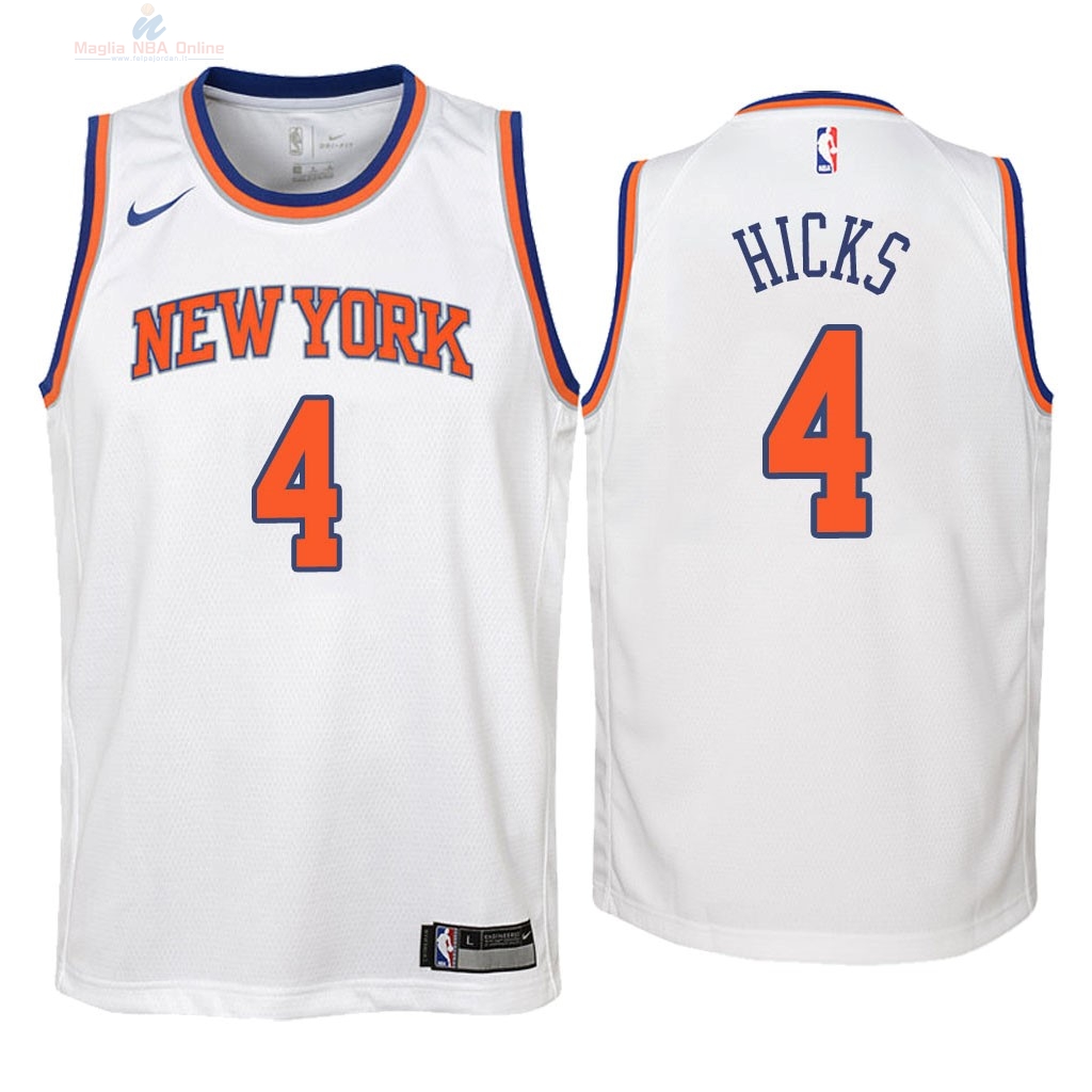 Acquista Maglia NBA Bambino New York Knicks #4 Isaiah Hicks Bianco Association 2018