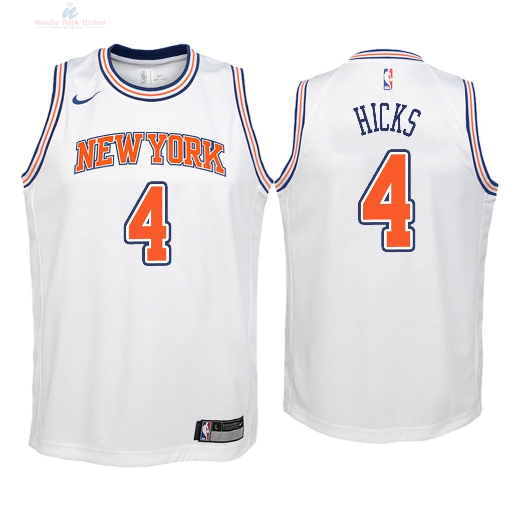 Acquista Maglia NBA Bambino New York Knicks #4 Isaiah Hicks Bianco Statement 2018
