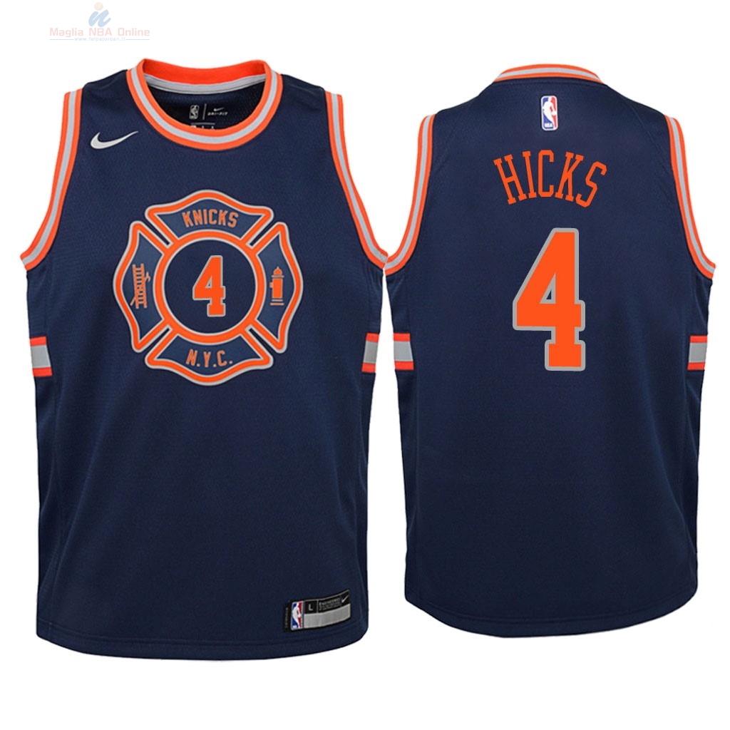 Acquista Maglia NBA Bambino New York Knicks #4 Isaiah Hicks Nike Marino Città 2018