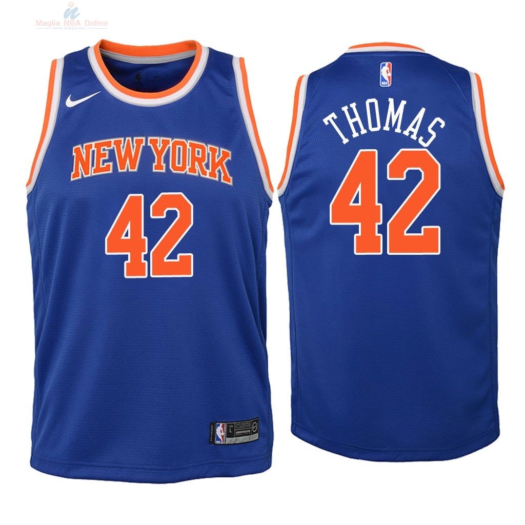 Acquista Maglia NBA Bambino New York Knicks #42 Lance Thomas Blu Icon 2018