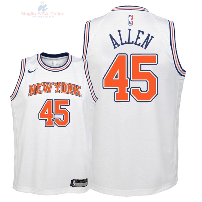 Acquista Maglia NBA Bambino New York Knicks #45 Kadeem Allen Bianco Statement 2018