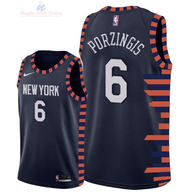 Acquista Maglia NBA Bambino New York Knicks #6 Kristaps Porzingis Nike Marino Città 2018-19