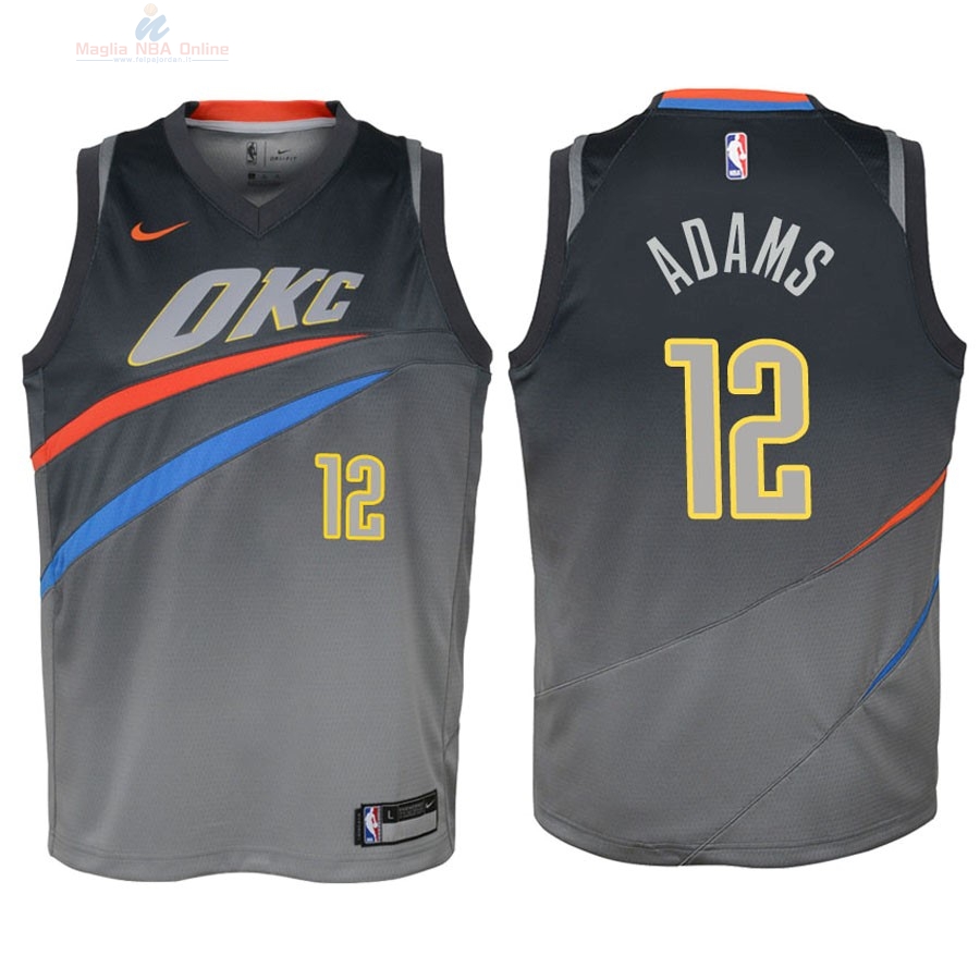 Acquista Maglia NBA Bambino Oklahoma City Thunder #12 Steven Adams Nike Grigio Città 2018