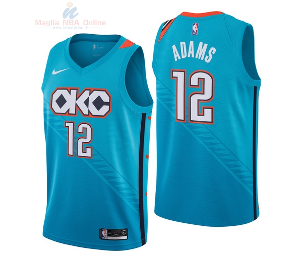 Acquista Maglia NBA Bambino Oklahoma City Thunder #12 Steven Adams Nike Turchese Città 2018-19