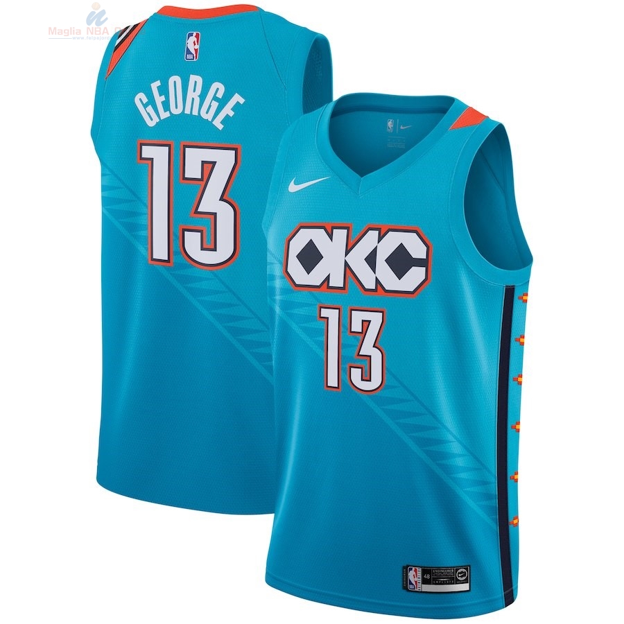 Acquista Maglia NBA Bambino Oklahoma City Thunder #13 Paul George Nike Turchese Città 2018-19