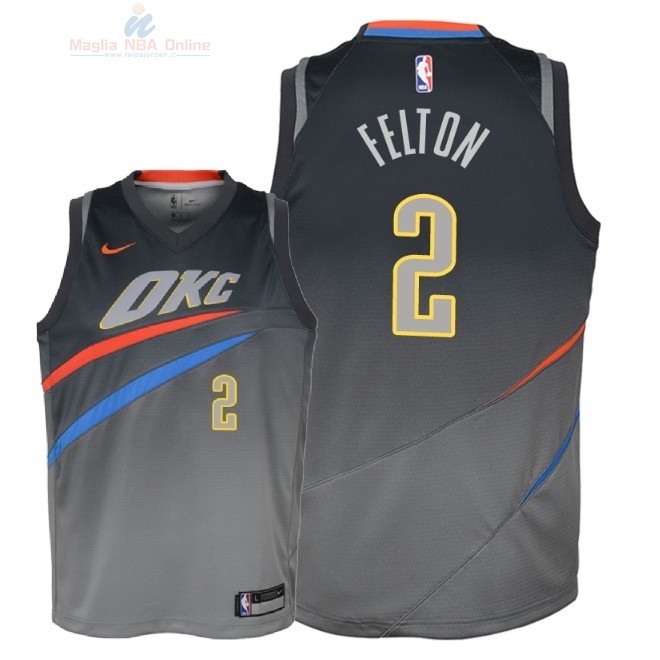 Acquista Maglia NBA Bambino Oklahoma City Thunder #2 Raymond Felton Nike Grigio Città 2018