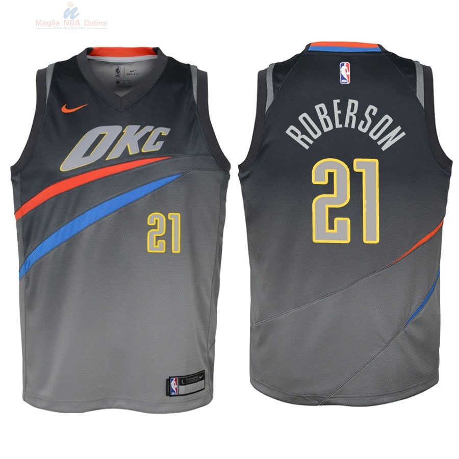 Acquista Maglia NBA Bambino Oklahoma City Thunder #21 Andre Roberson Nike Grigio Città 2018