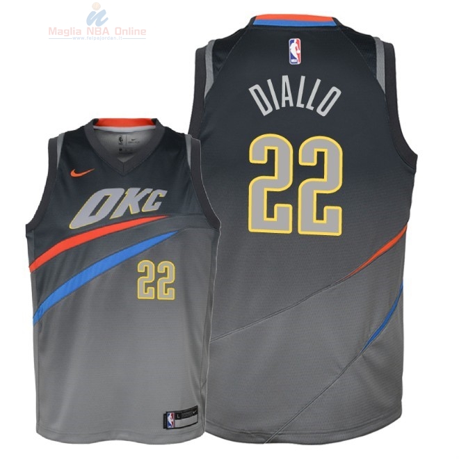 Acquista Maglia NBA Bambino Oklahoma City Thunder #22 Hamidou Diallo Nike Grigio Città 2018