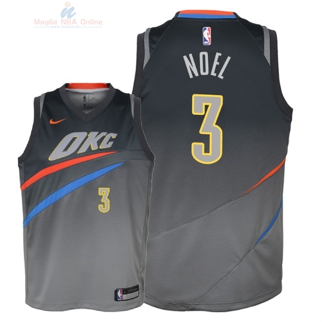 Acquista Maglia NBA Bambino Oklahoma City Thunder #3 Nerlens Noel Nike Grigio Città 2018