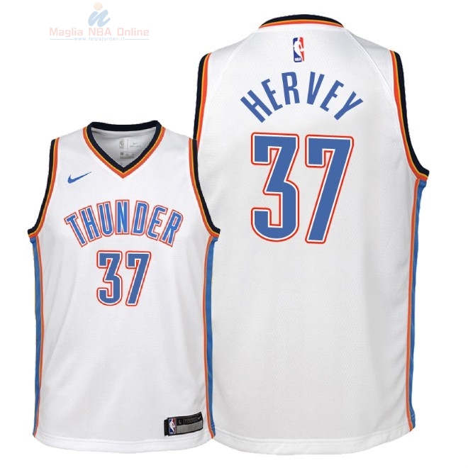 Acquista Maglia NBA Bambino Oklahoma City Thunder #37 Kevin Hervey Bianco Association 2018