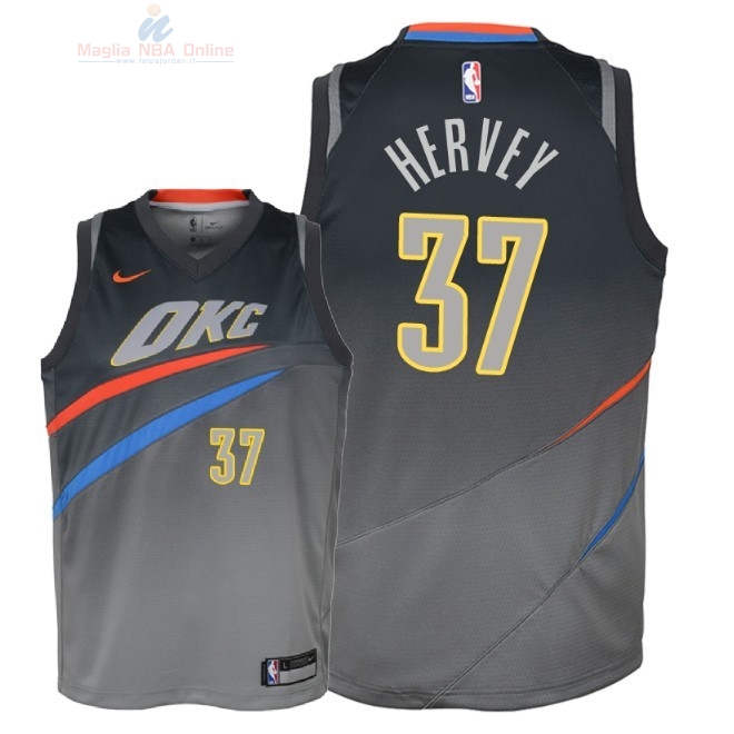 Acquista Maglia NBA Bambino Oklahoma City Thunder #37 Kevin Hervey Nike Grigio Città 2018