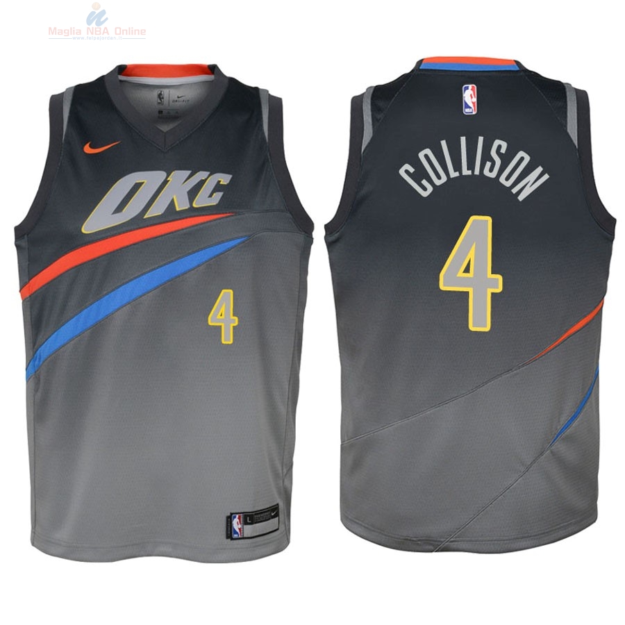 Acquista Maglia NBA Bambino Oklahoma City Thunder #4 Nick Collison Nike Grigio Città 2018