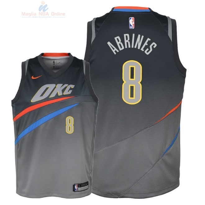 Acquista Maglia NBA Bambino Oklahoma City Thunder #8 Alex Abrines Nike Grigio Città 2018