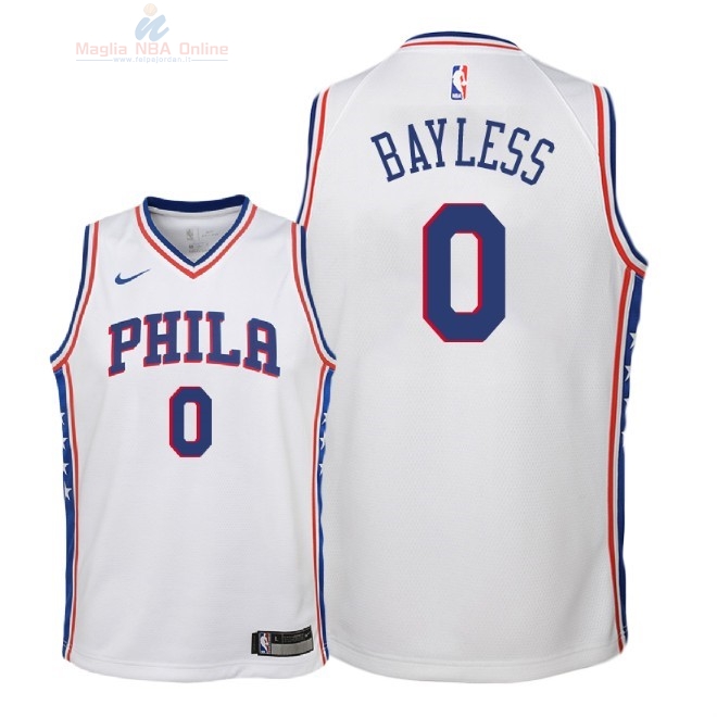 Acquista Maglia NBA Bambino Philadelphia Sixers #0 Jerryd Bayless Bianco Association 2018