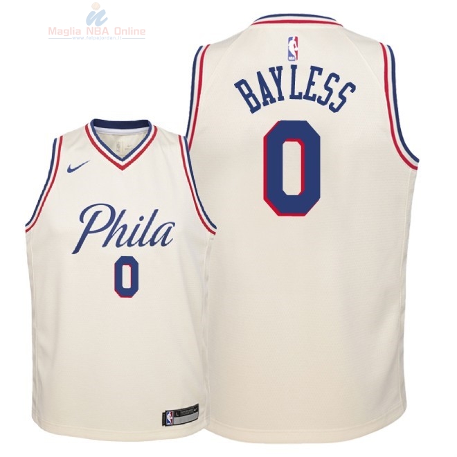 Acquista Maglia NBA Bambino Philadelphia Sixers #0 Jerryd Bayless Nike Crema Città 2018