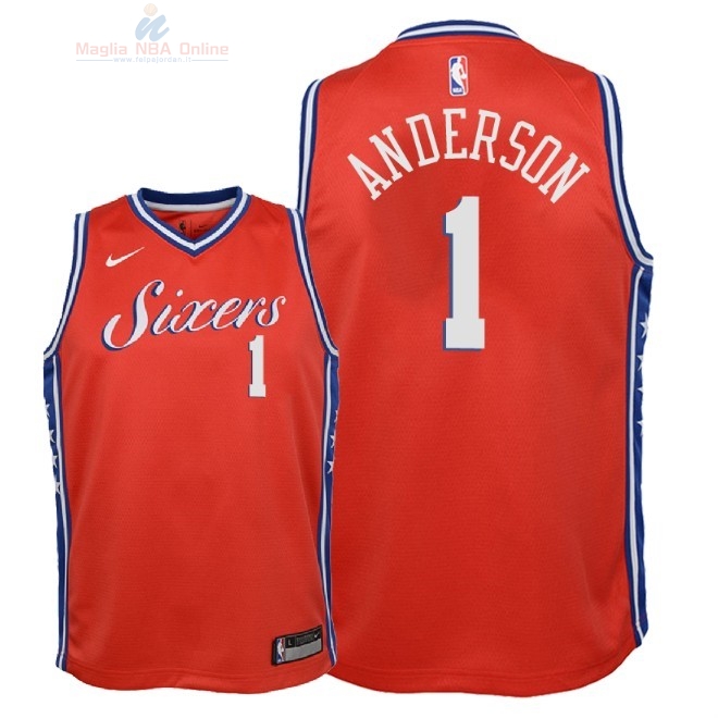 Acquista Maglia NBA Bambino Philadelphia Sixers #1 Justin Anderson Rosso Statement 2018