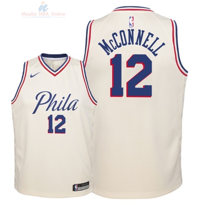 Acquista Maglia NBA Bambino Philadelphia Sixers #12 T.J. McConnell Nike Crema Città 2018