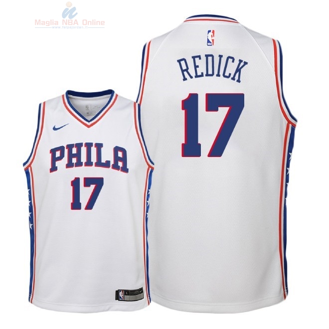 Acquista Maglia NBA Bambino Philadelphia Sixers #17 JJ Redick Bianco Association 2018