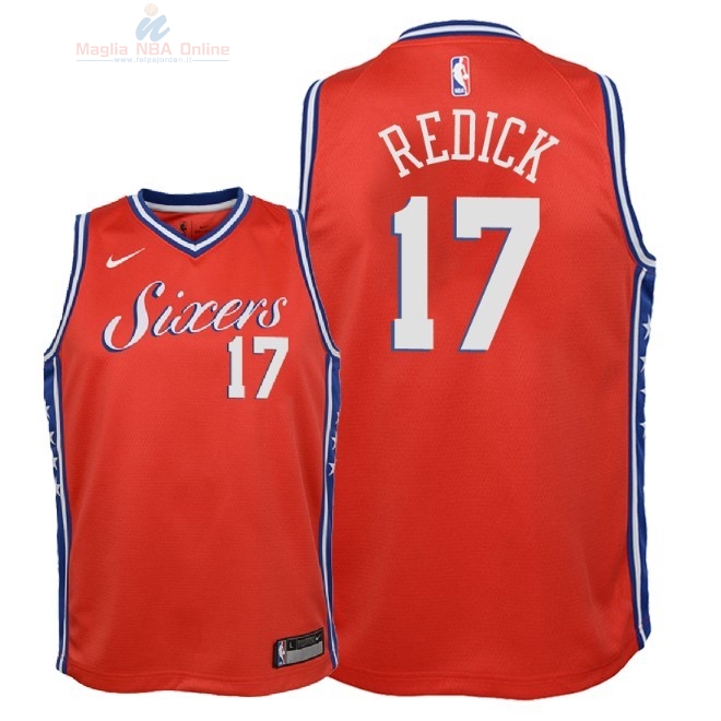 Acquista Maglia NBA Bambino Philadelphia Sixers #17 JJ Redick Rosso Statement 2018