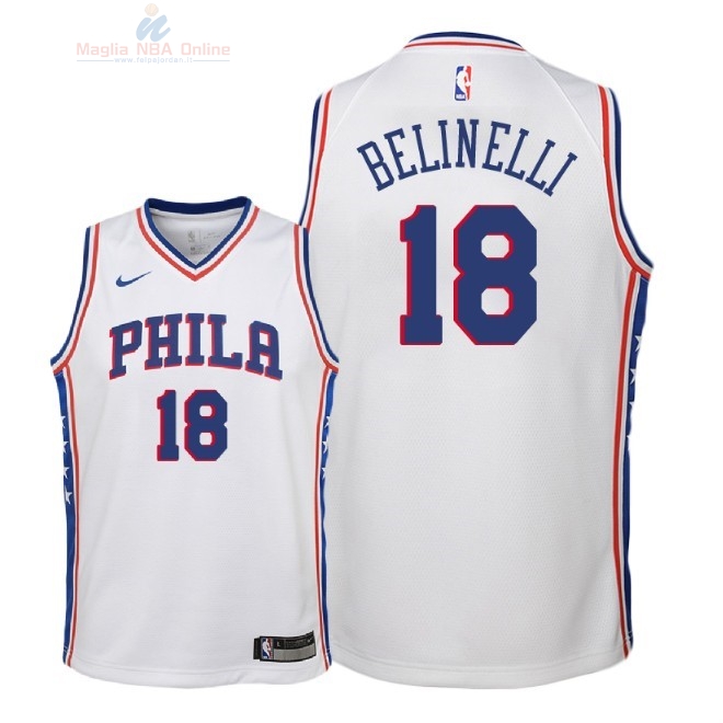 Acquista Maglia NBA Bambino Philadelphia Sixers #18 Marco Belinelli Bianco Association 2018