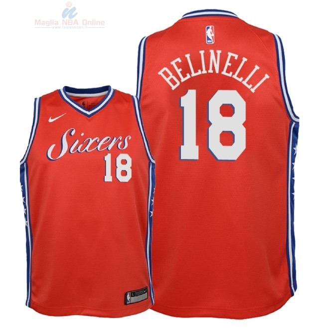 Acquista Maglia NBA Bambino Philadelphia Sixers #18 Marco Belinelli Rosso Statement 2018