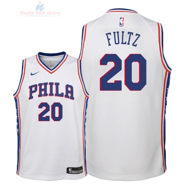 Acquista Maglia NBA Bambino Philadelphia Sixers #20 Markelle Fultz Bianco Association 2018