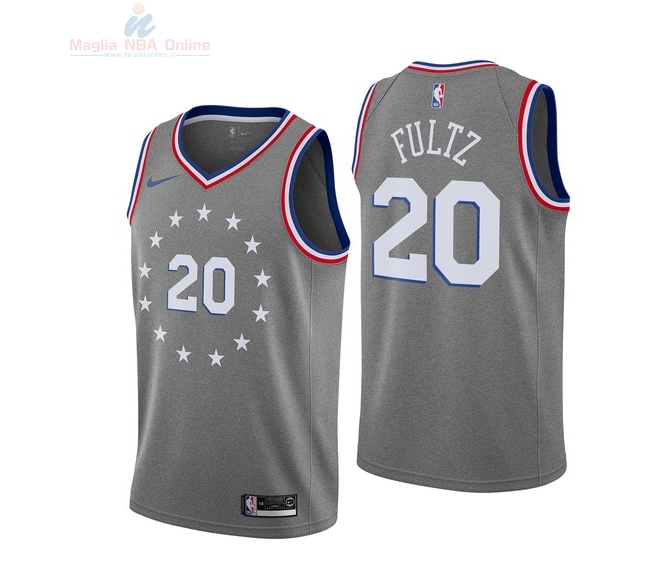 Acquista Maglia NBA Bambino Philadelphia Sixers #20 Markelle Fultz Nike Grigio Città 2018-19