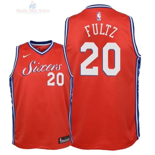 Acquista Maglia NBA Bambino Philadelphia Sixers #20 Markelle Fultz Rosso Statement 2018