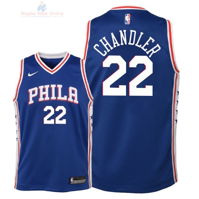 Acquista Maglia NBA Bambino Philadelphia Sixers #22 Wilson Chandler Blu Icon 2018