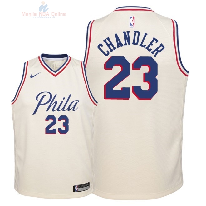 Acquista Maglia NBA Bambino Philadelphia Sixers #23 Wilson Chandler Nike Crema Città 2018-19