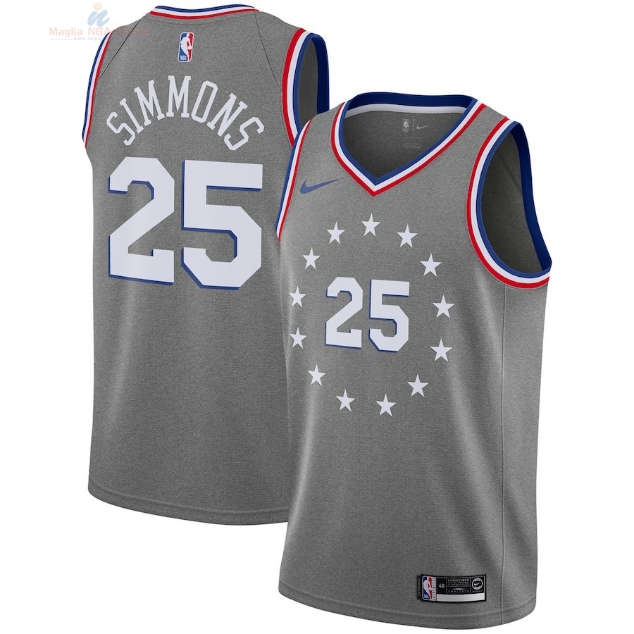 Acquista Maglia NBA Bambino Philadelphia Sixers #25 Ben Simmons Nike Grigio Città 2018-19