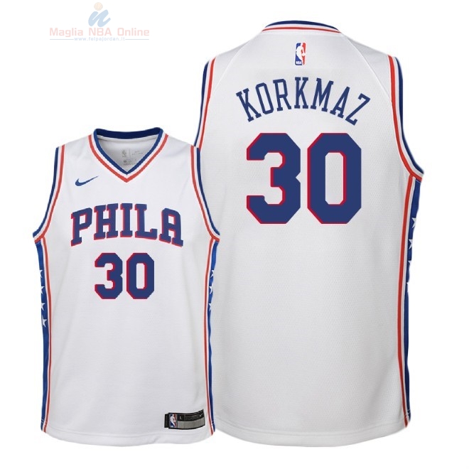 Acquista Maglia NBA Bambino Philadelphia Sixers #30 Furkan Korkmaz Bianco Association 2018