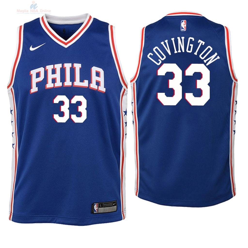 Acquista Maglia NBA Bambino Philadelphia Sixers #33 Robert Covington Blu Icon 2018