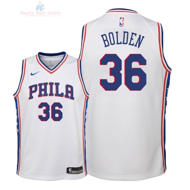 Acquista Maglia NBA Bambino Philadelphia Sixers #36 Jonah Bolden Bianco Association 2018