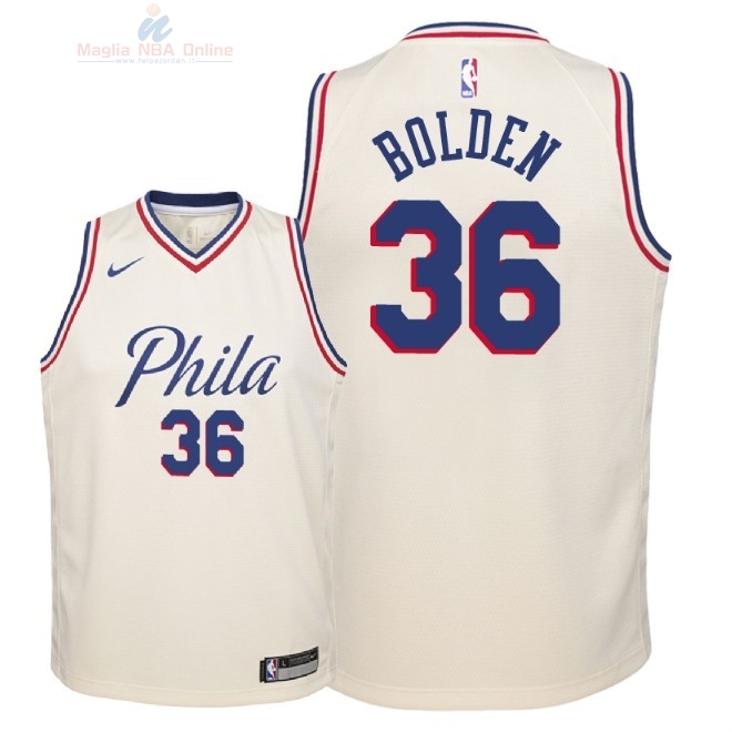 Acquista Maglia NBA Bambino Philadelphia Sixers #36 Jonah Bolden Nike Crema Città 2018