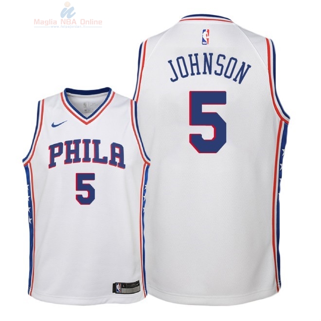 Acquista Maglia NBA Bambino Philadelphia Sixers #5 Amir Johnson Bianco Association 2018